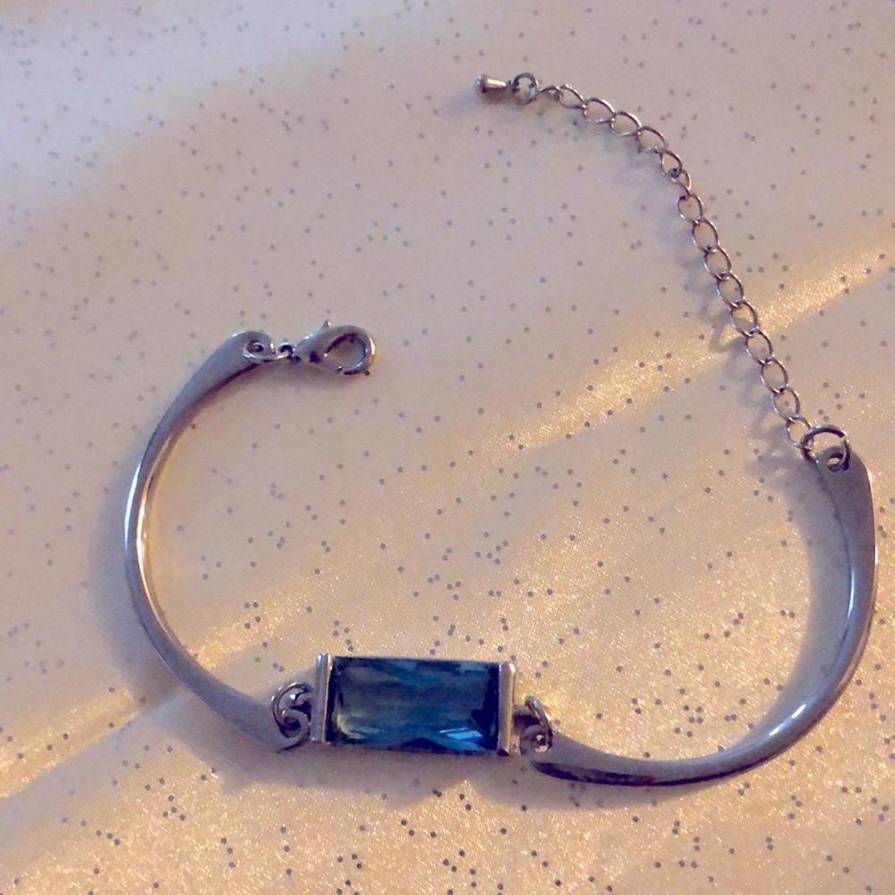 Silver and blue stone bracelet